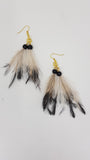 Emu feather earrings gold hooks