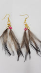 Emu feather earrings gold hooks